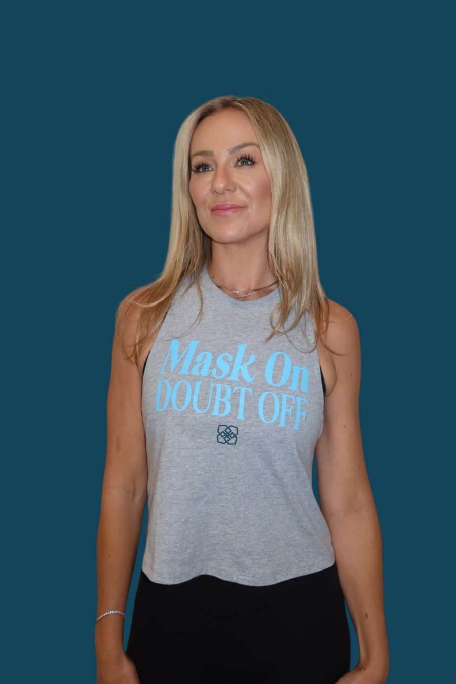 Mask on Doubt Off Racerback Tank