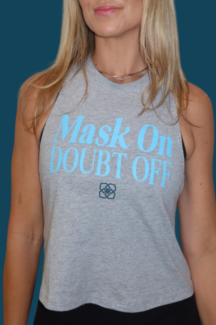 Mask on Doubt Off Racerback Tank