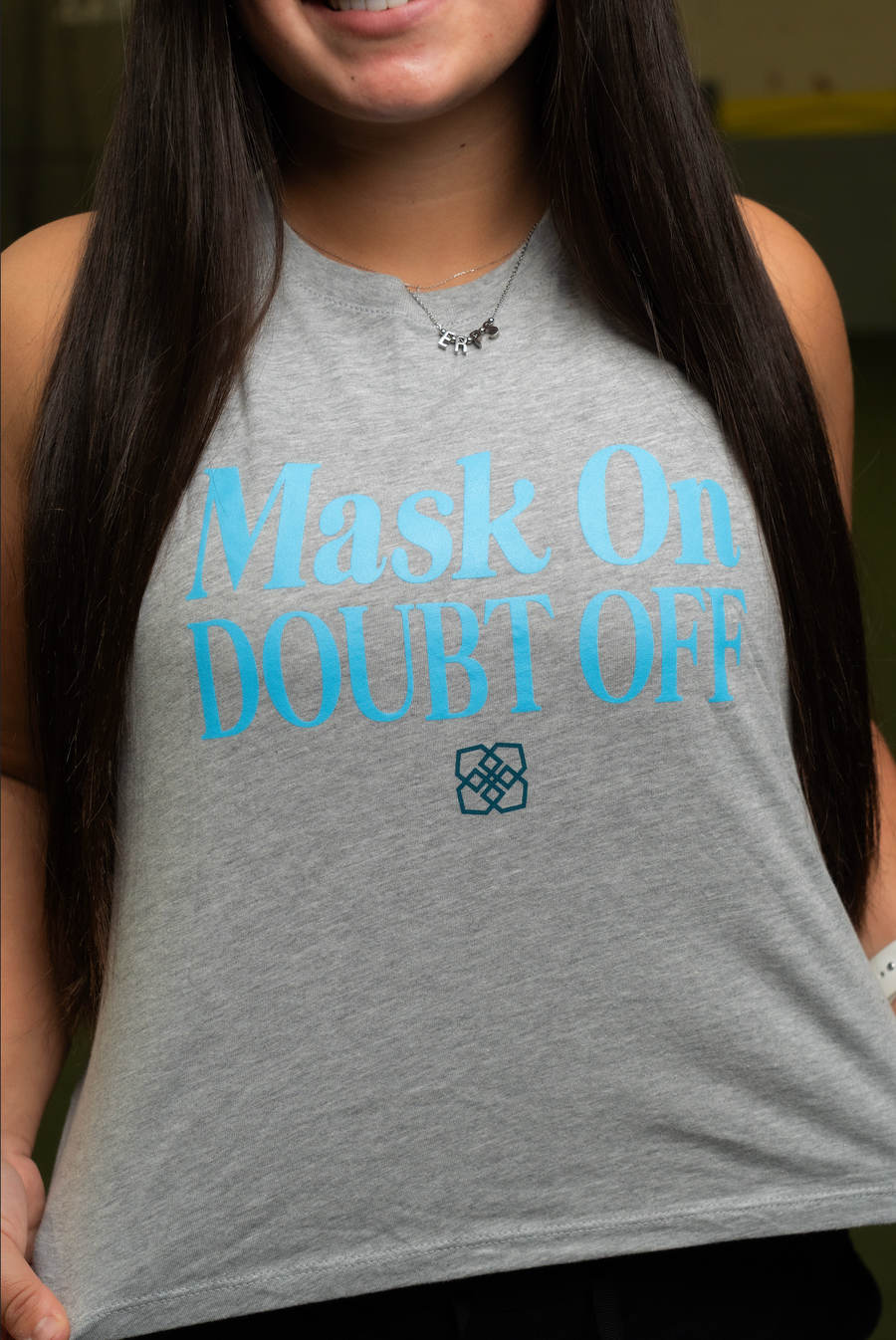 Mask on Doubt Off Racerback Tank